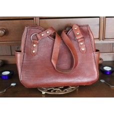 Handmade Leather Sophia Handbag in Medium Brown.